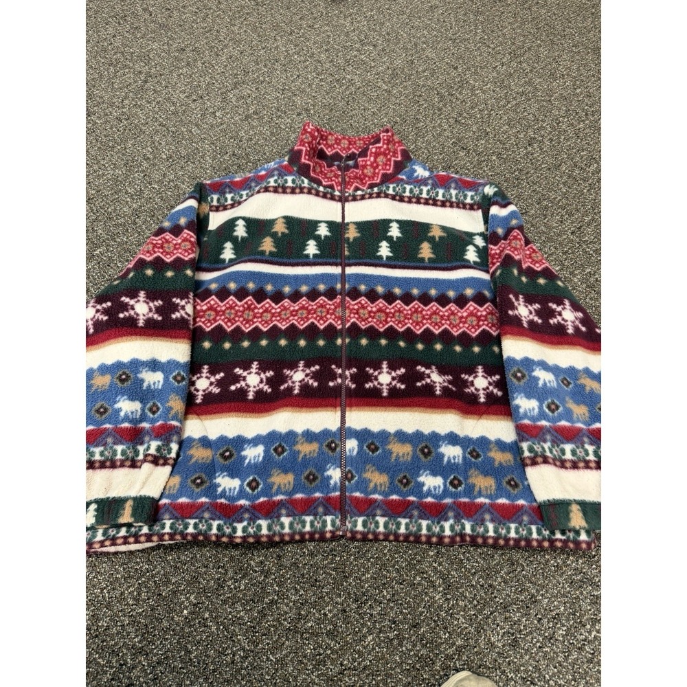 1990s Full Zip Fleece Sweatshirt Alfred Dunner Aztec Size 3xl Christmas